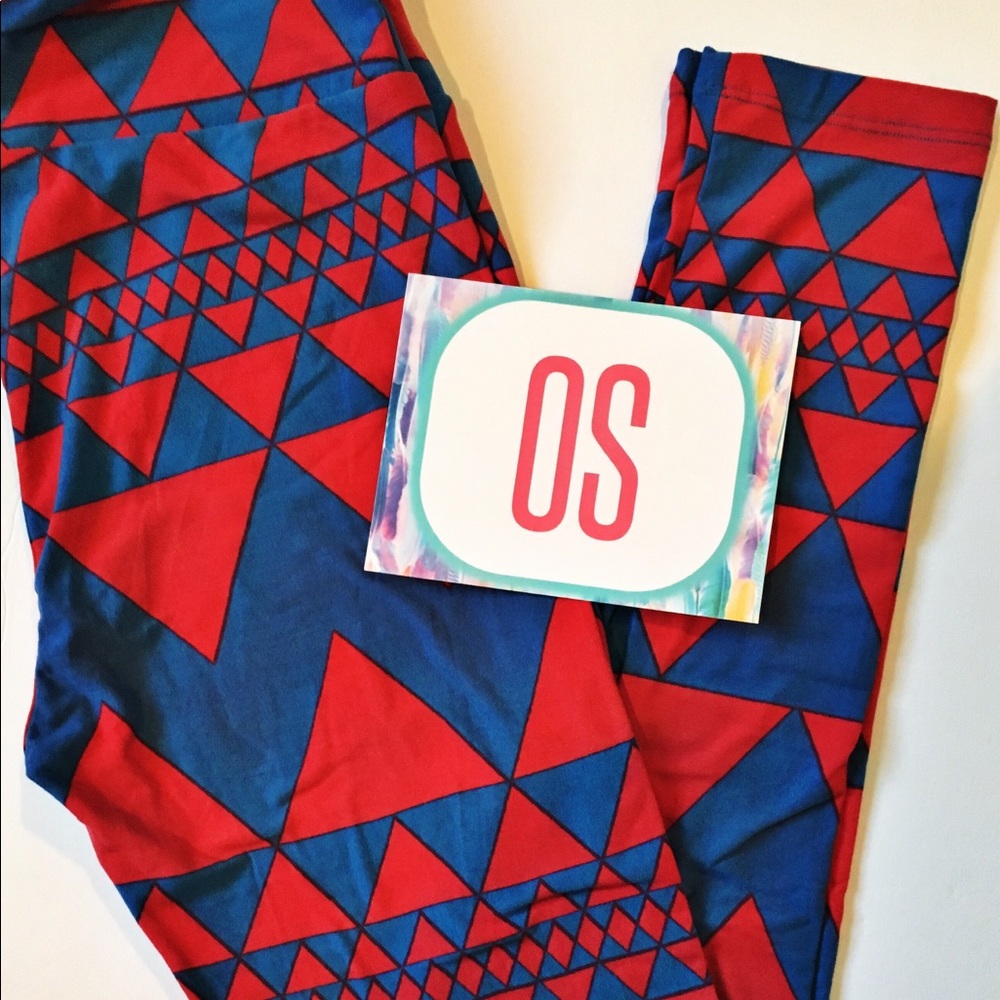 New OS LuLaRoe Leggings ~ bright red & blue ~
